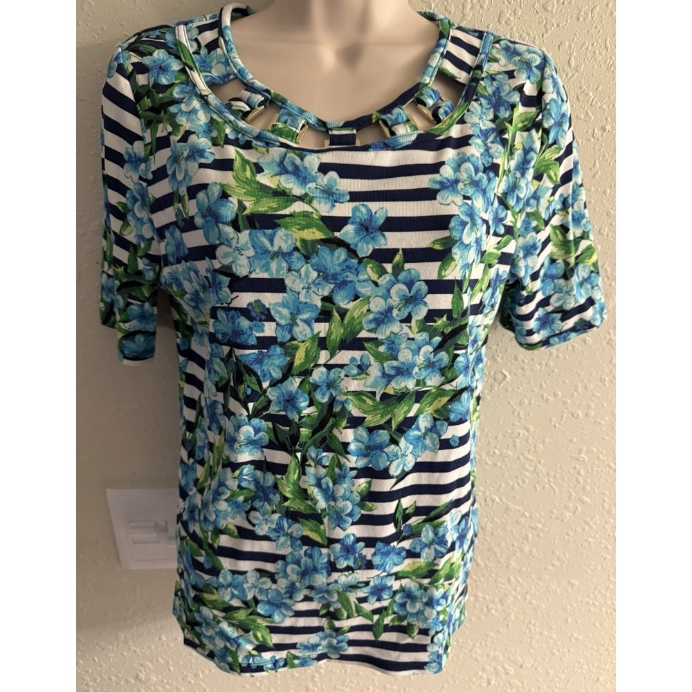 New Large Rafaella Floral Locket Collar Top #1041*8**
